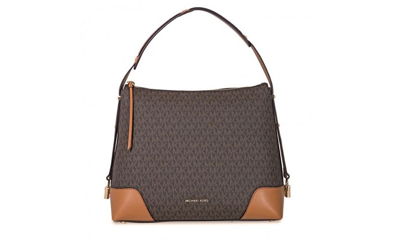 Crosby Large Signature Logo Print Shoulder Bag - Brown / Acorn