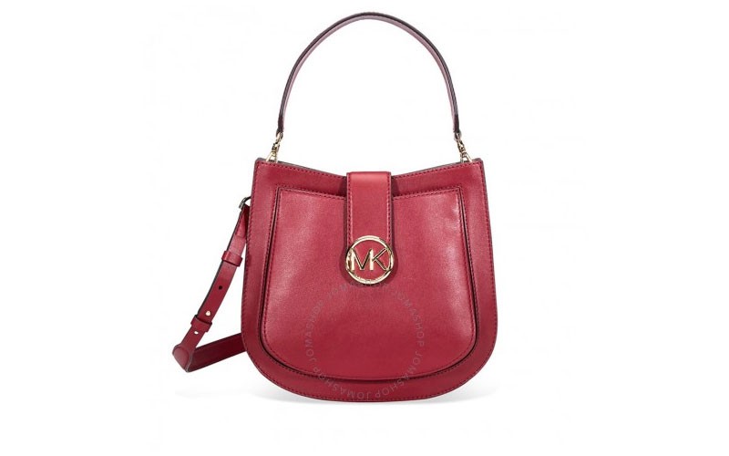 Lillie Medium Leather Shoulder Bag- Maroon