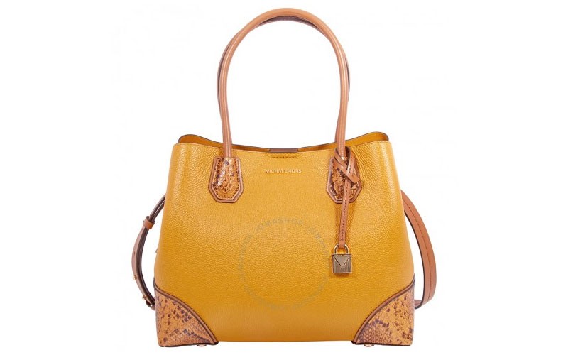 Mercer Gallery Pebbled Leather Shoulder Bag - Marigold