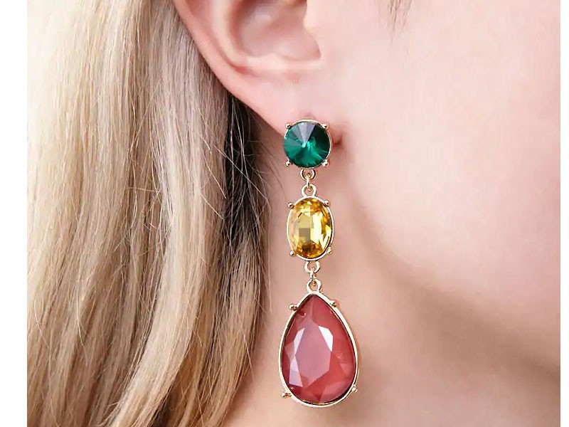 Faux Gem Drop Earrings