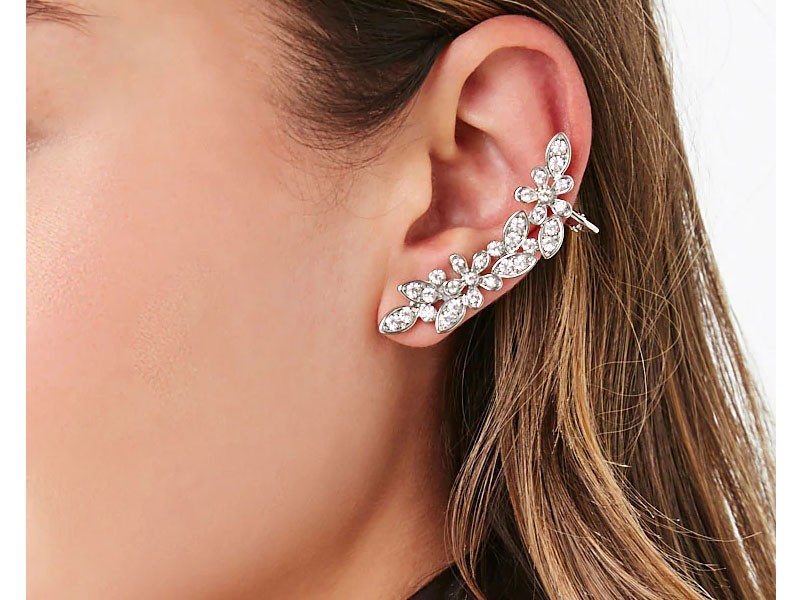 Floral Rhinestone Ear Cuff For Women