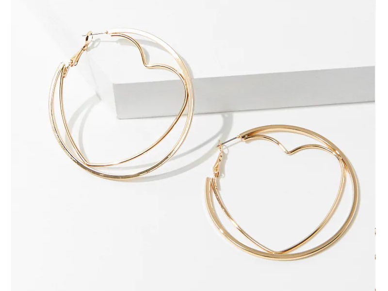 Heart Cutout Hoop Earrings For Women