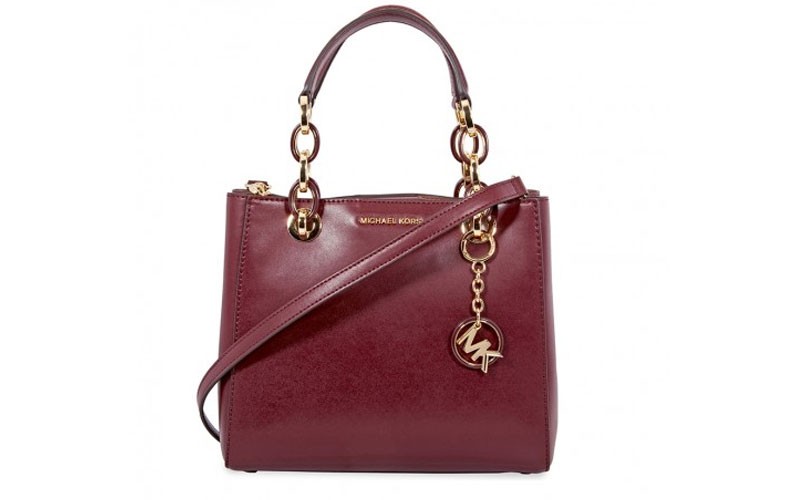 Cynthia Small Smooth Leather Shoulder Bag - Oxblood