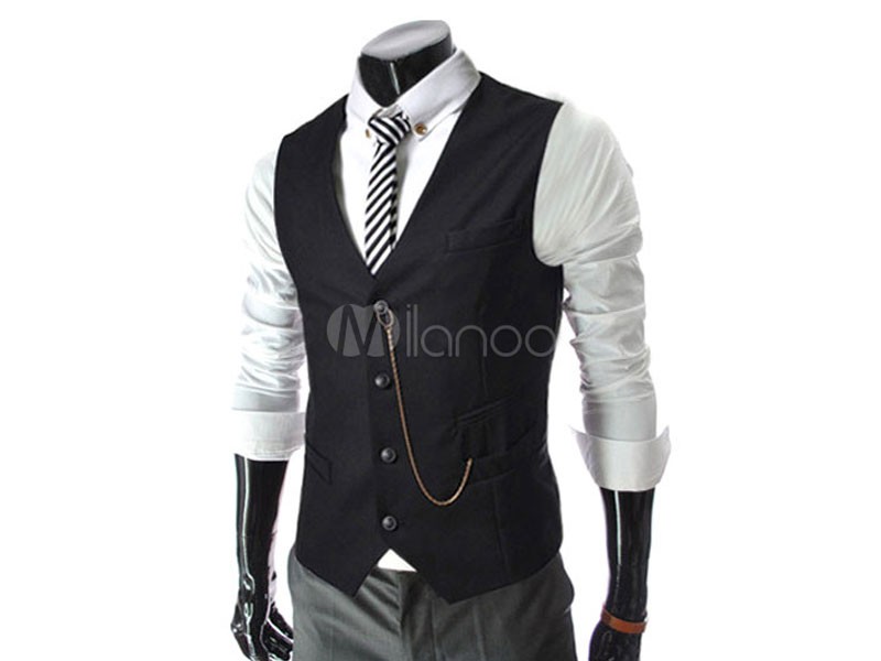 Men Cotton Waistcoat Pocket Business Casual Suit Vest 2020 