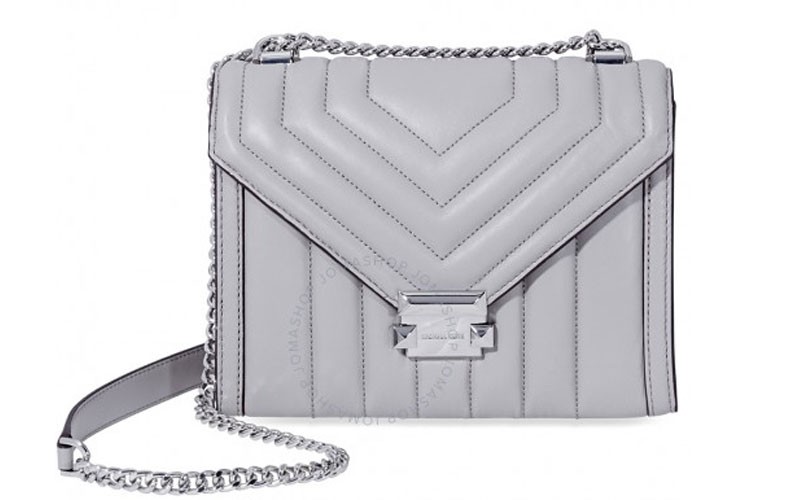 Whitney Large Quilted Leather Shoulder Bag - Pearl Grey