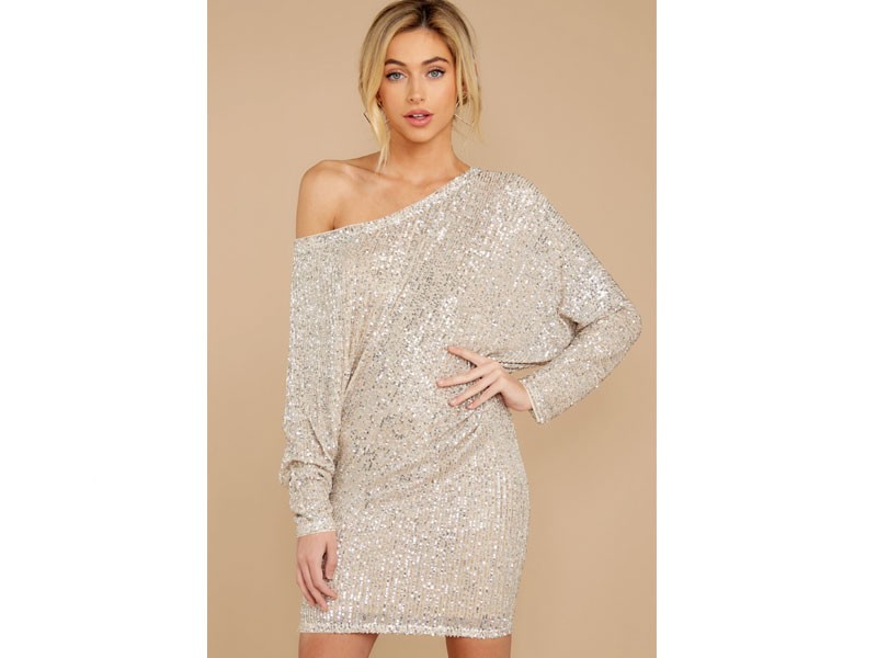 Women's Maybe It Was Magic Champagne Sequin Dress