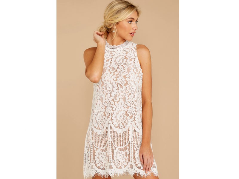 Deco Darling White Lace Dress For Women