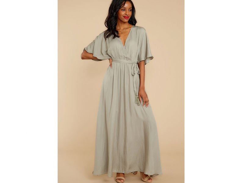 Cross My Heart Moss Green Maxi Dress For Women