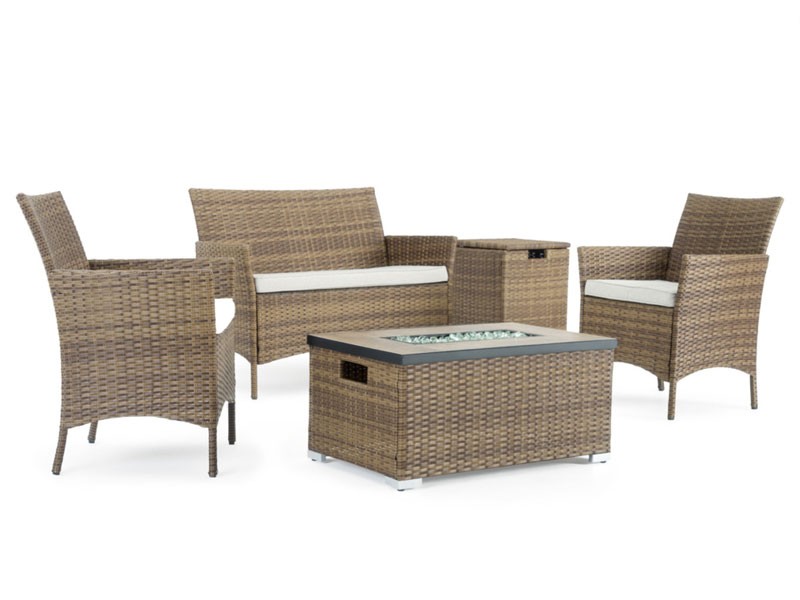 Kanab 4 Piece Fire Seating Set Brown