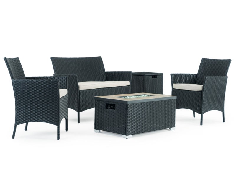 Kanab 4 Piece Fire Seating Set Black