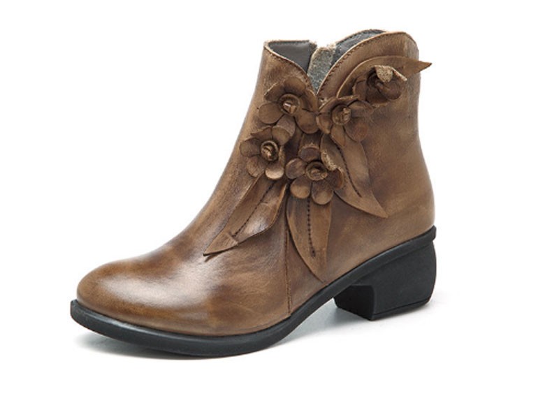 Women's Scofy Floral Ankle Leather Boots