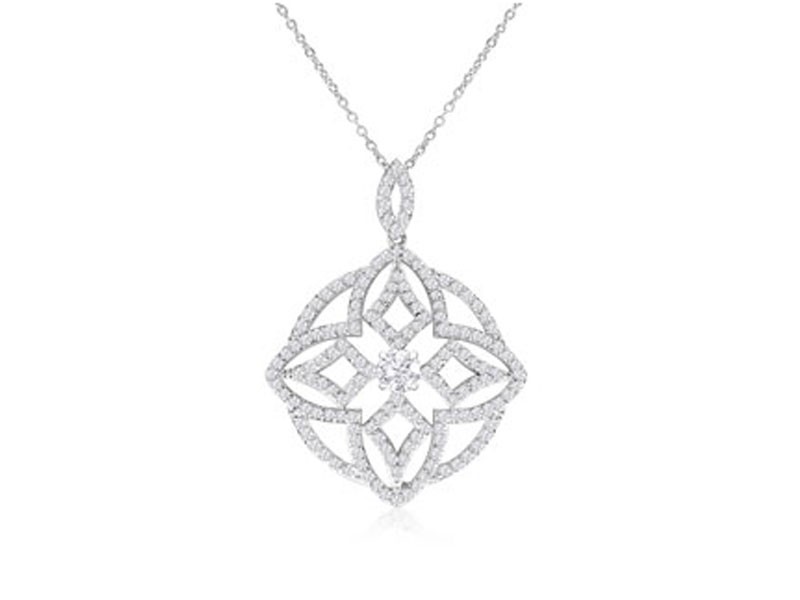 Carat Diamond Medallion Pendant made in 18 Karat White Gold For Women