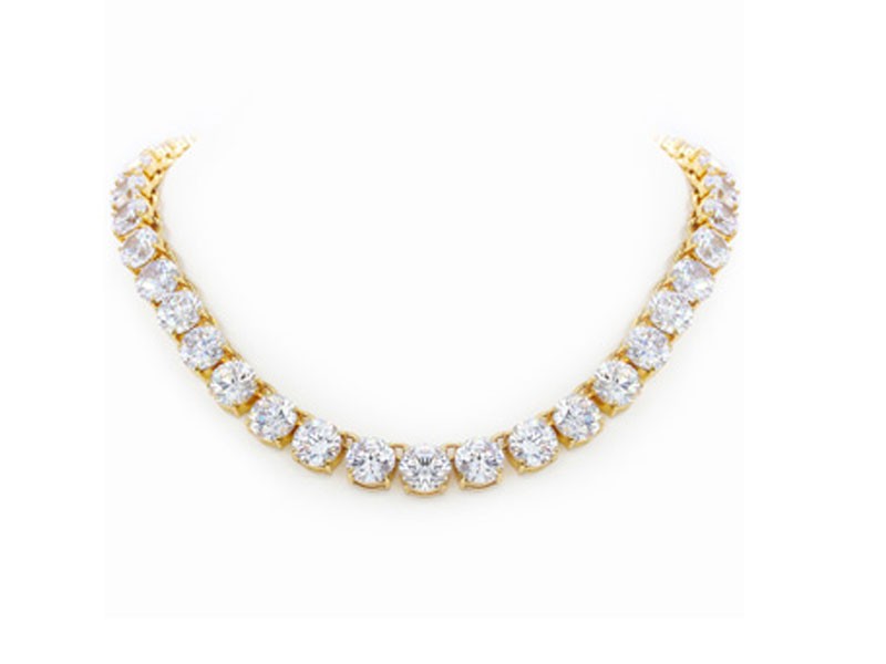 Women's Carat Fine Diamond Line Necklace in 18 Karat Yellow Gold