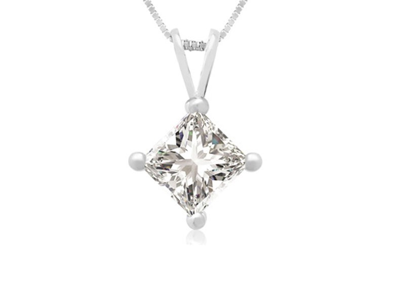 White Gold Princess Diamond Pendant For Women