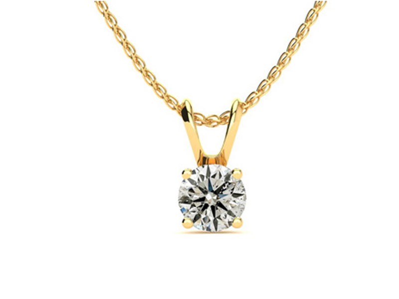 Women's Yellow Gold Diamond Pendant Fiery Amazing Diamond Necklace