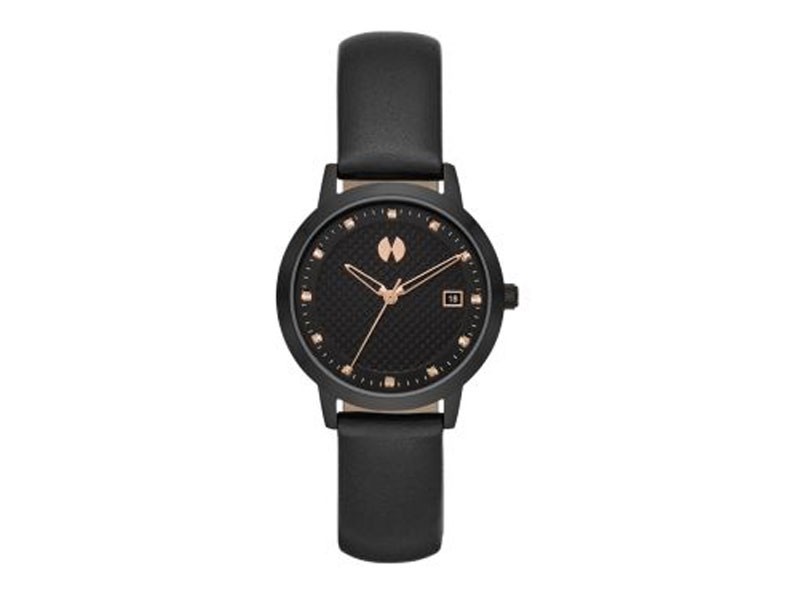 Watch Station Collection Three-Hand Black Leather Watch For Women