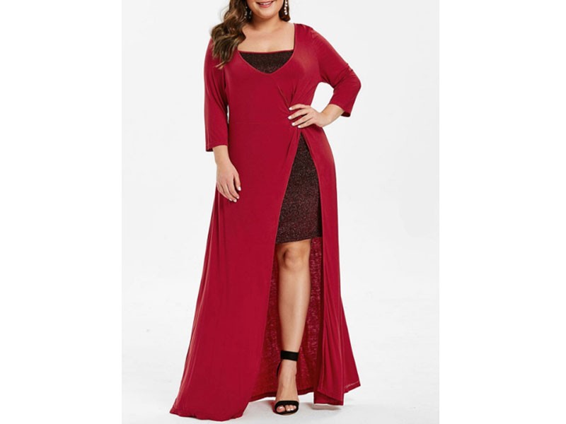 High Slit Maxi Plus Size Party Dress For Women