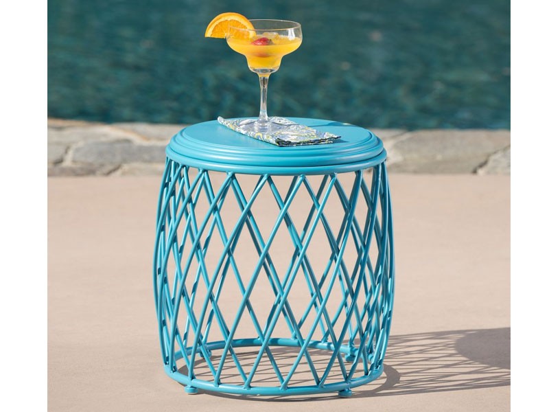 Alameda Outdoor 15 Inch Lattice Iron Side Table