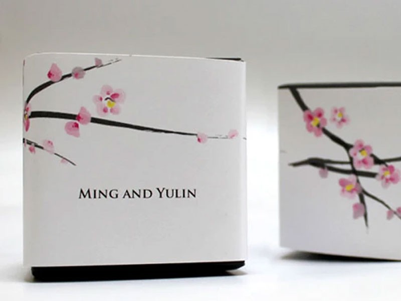 Cherry Blossom Cube Favor Box Wrap