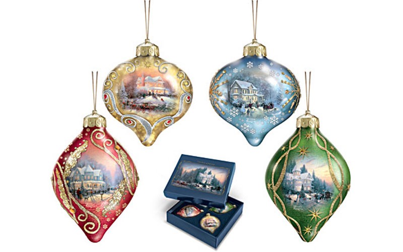 Thomas Kinkade Light Up The Season Lighted Glass