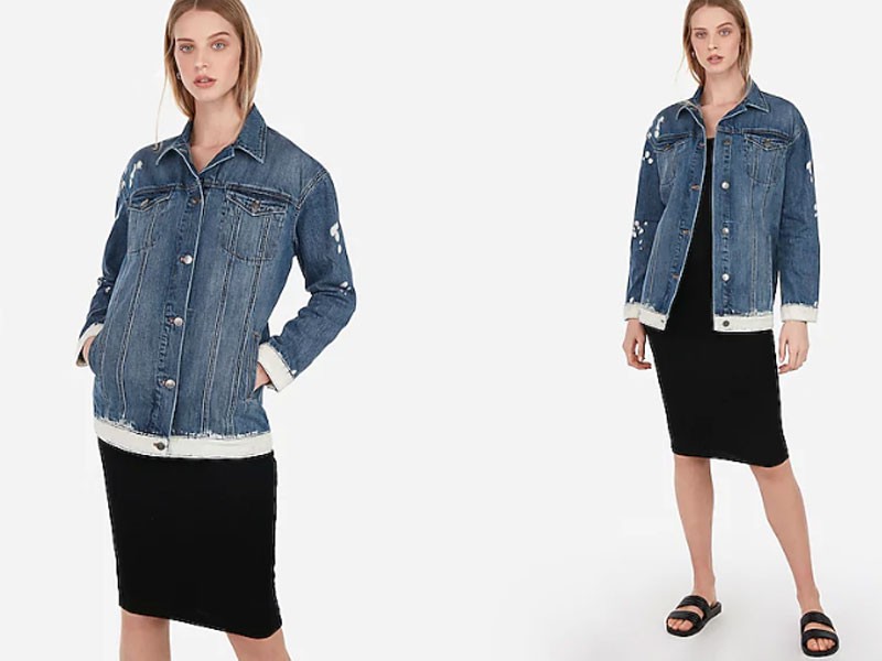 Women's Bleached Denim Boyfriend Jacket