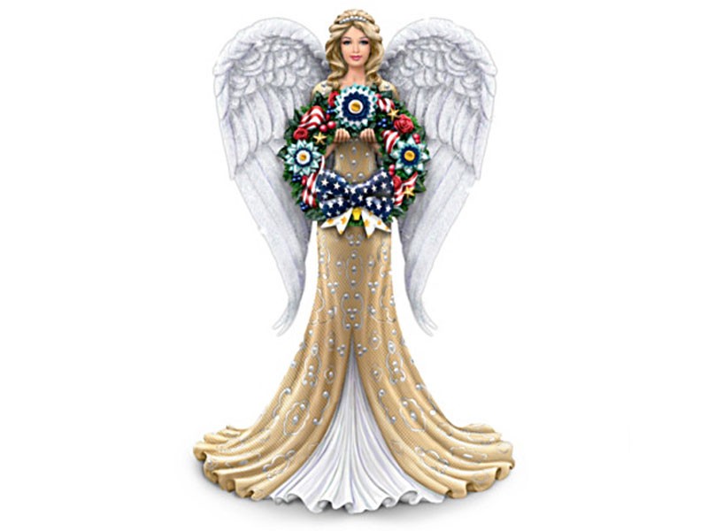 Thomas Kinkade Angel With Four Swap-Out Seasonal Wreaths