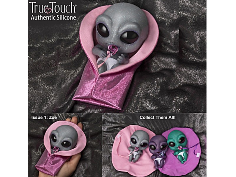 Miniature Alien Silicone Baby Collection With Glittery Skin