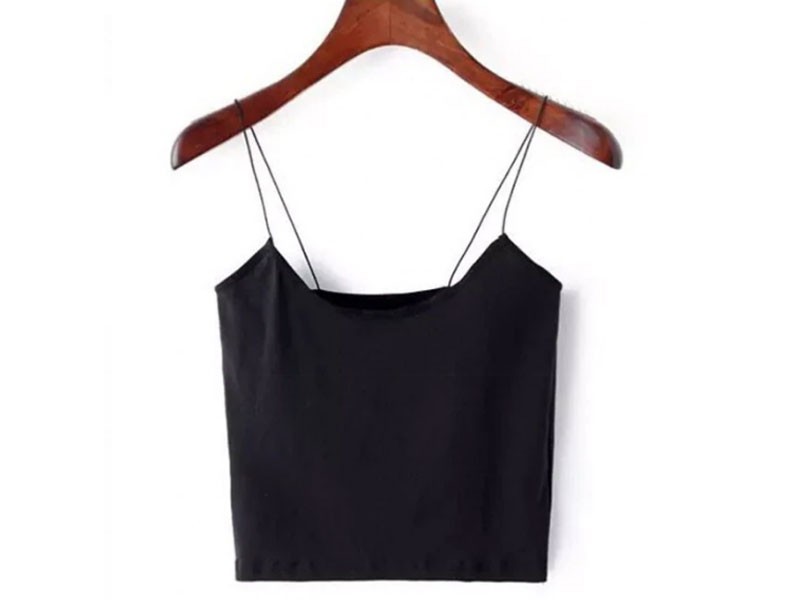 Plain Cropped Spaghetti Strap Tank Top For Women