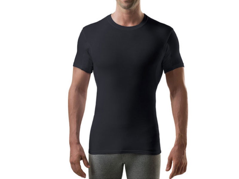 Sweat Proof Hydro-Shield Slim Fit Crew Neck Black T-Shirt For Men