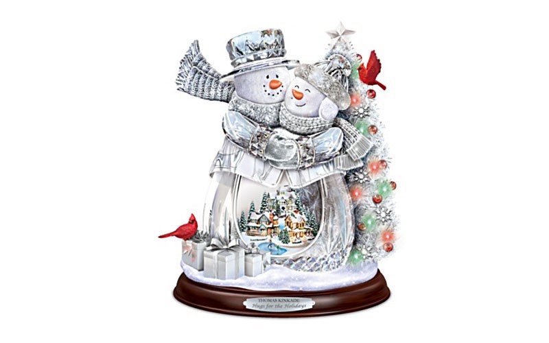 Thomas Kinkade Holiday Hugs Illuminated Musical Sculpture