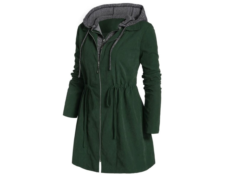 Women's Plus Size Zipper Fly Hooded Space Dye Coat