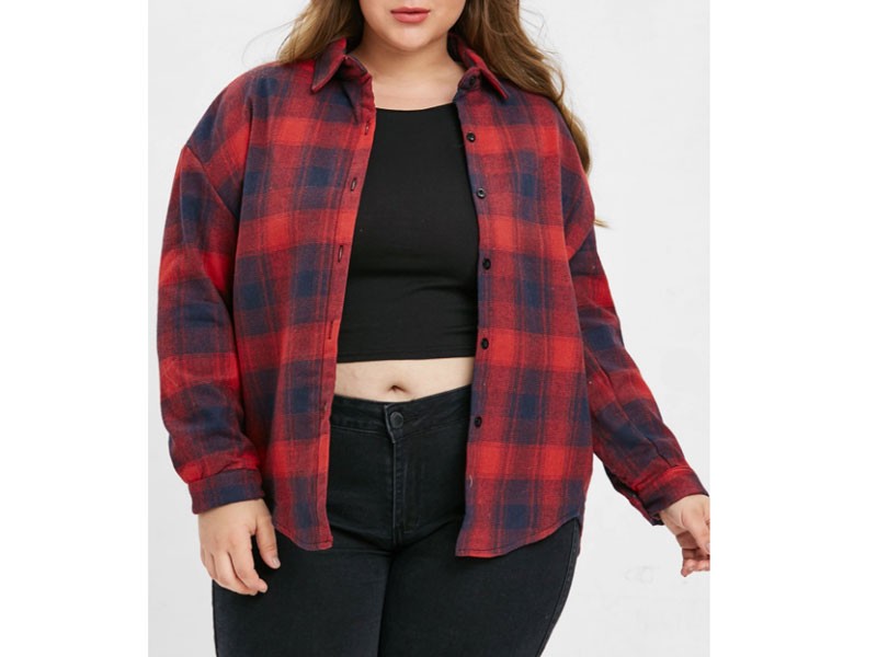 Plus Size Plaid Casual Coat For Women