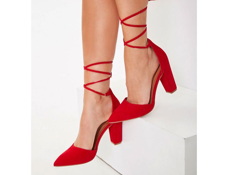 Strappy Lace-Up Block Heels For Women