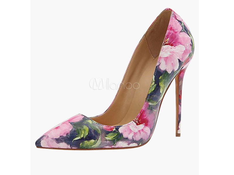 Women's Floral Printed Slip On Dress Shoes