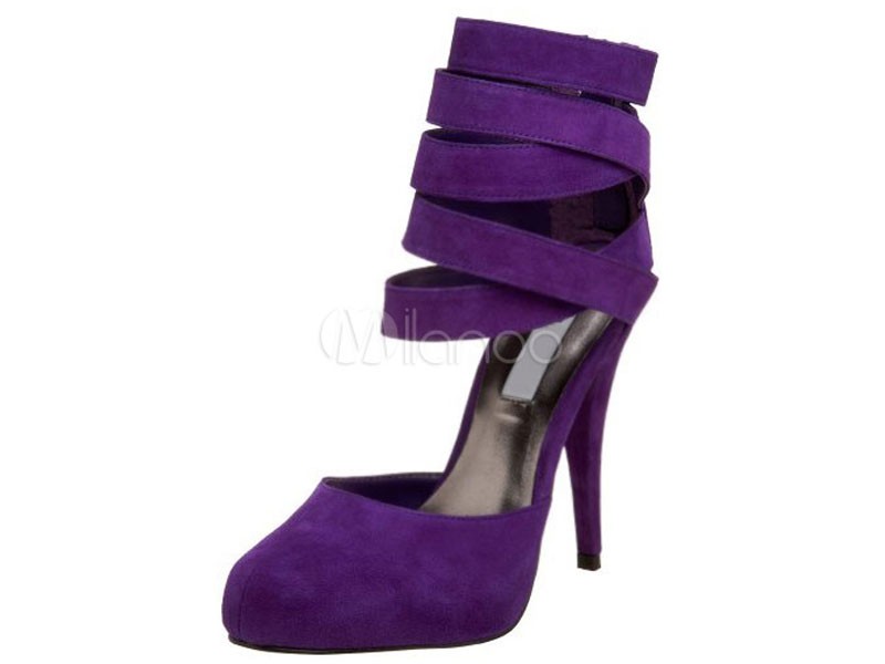 Almond Stiletto Heel Ankle Strap Pumps For Women