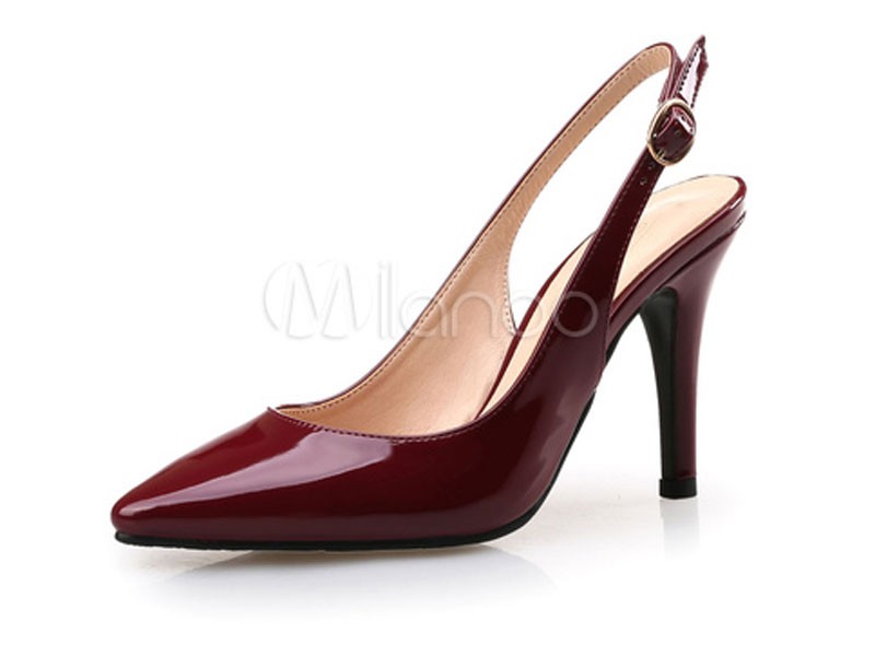 Women's Burgundy Slingback Stiletto High Heel Pumps