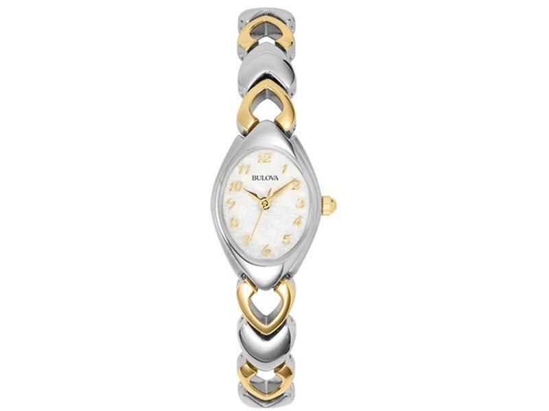 Ladies Bracelet Bulova Dress Watch Stainless & Gold Tone White Dial