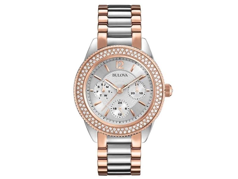 Bulova Crystal Two Tone Ladies Day Date Watch