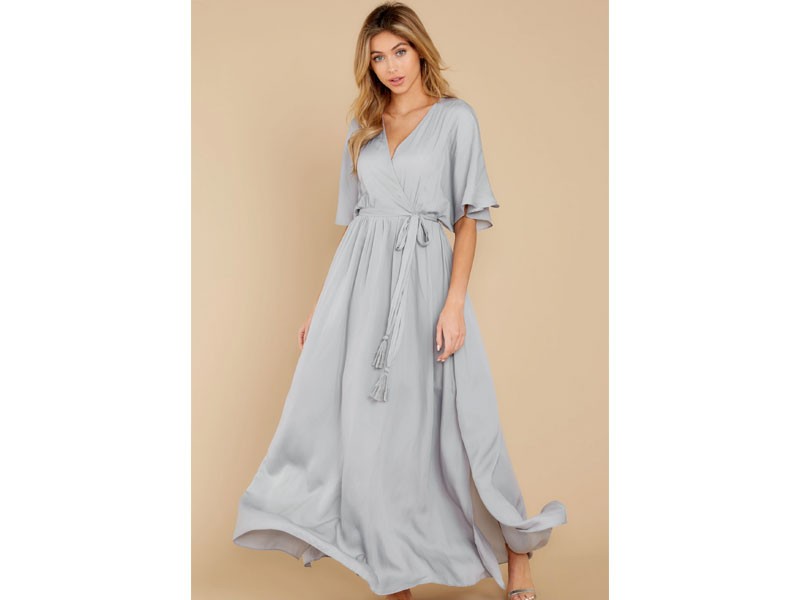 Women's Cross My Heart Light Ash Grey Maxi Dress