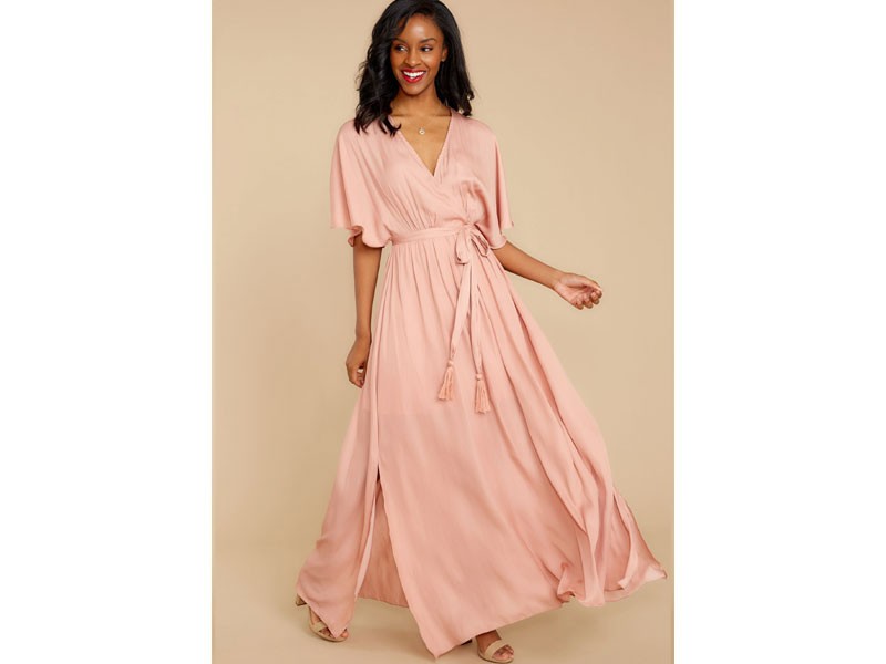 Women's Cross My Heart Pink Maxi Dress