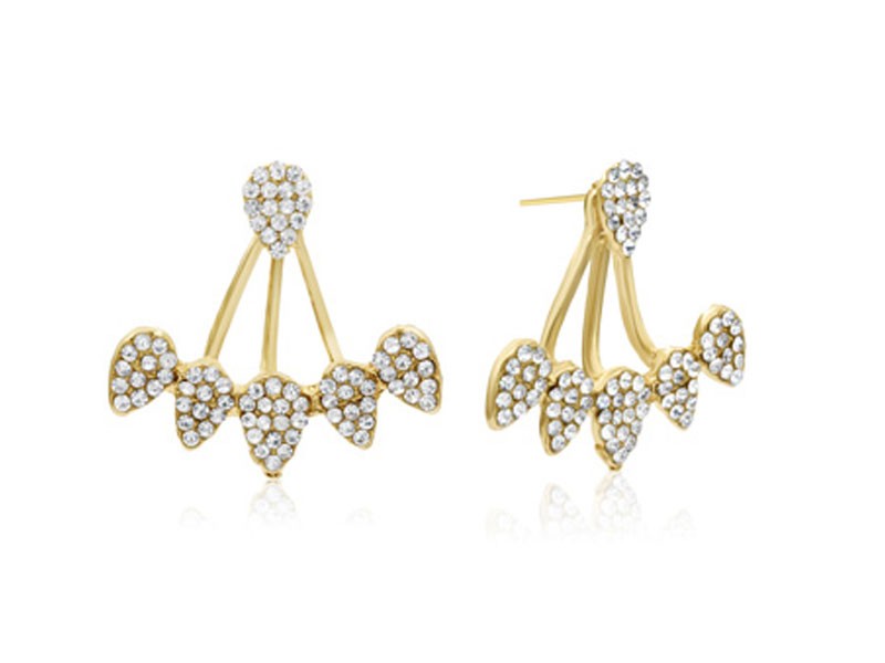 Crystal Spray Earring Jackets With 14K Yellow Gold Over Sterling Silver Silicone