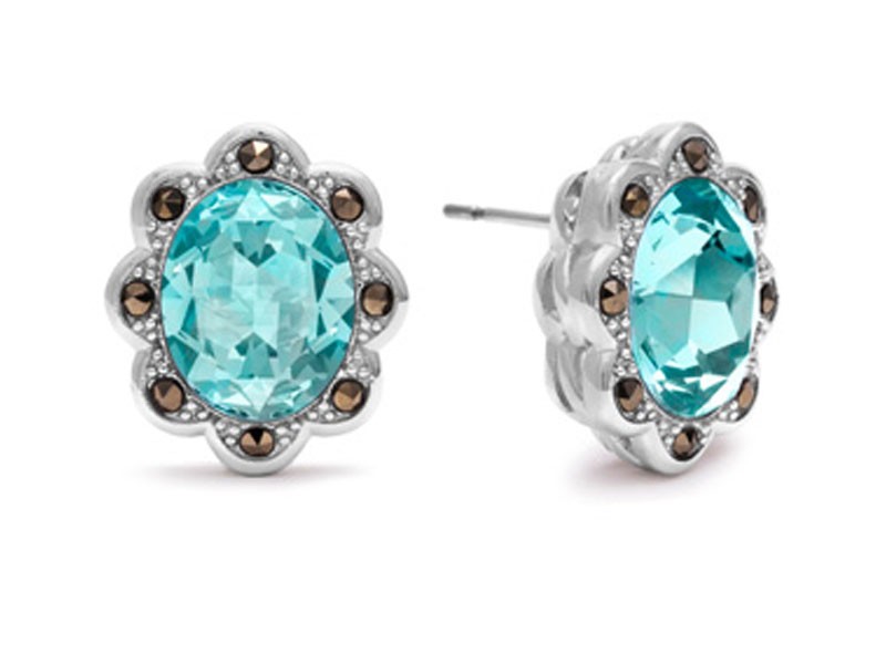 Crystal Aquamarine and Marcasite Earrings