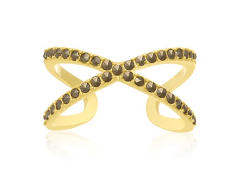 Yellow Gold Marcasite X Ring