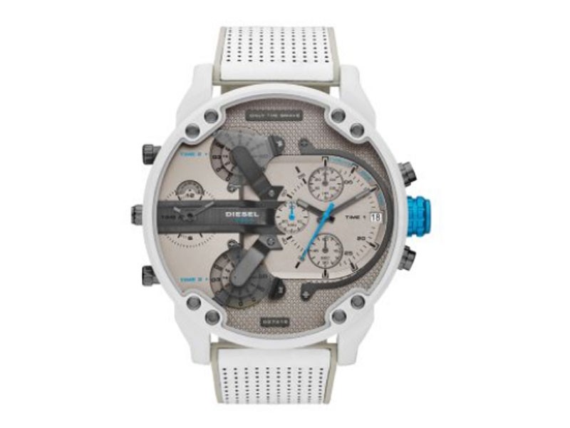 Diesel Men's Mr Daddy 2.0 Chronograph White and Gray Leather Watch