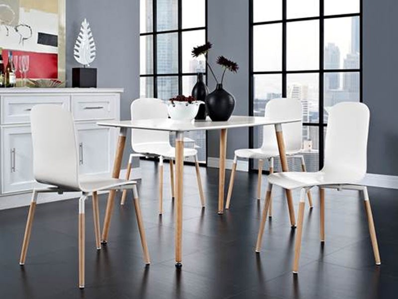 Stack Dining Chairs and Table Wood Set of 5