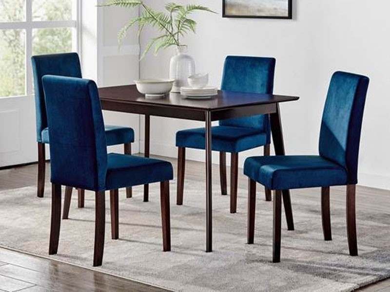 Prosper 5 Piece Upholstered Velvet Dining Set in Cappuccino Navy