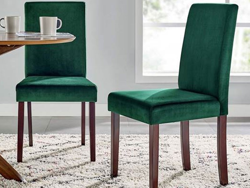 Prosper Upholstered Velvet Dining Side Chair Set of 2 in Green