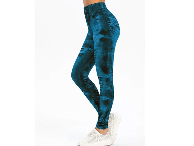 Women's Knit High Jeans 3D Print Waisted Jeggings
