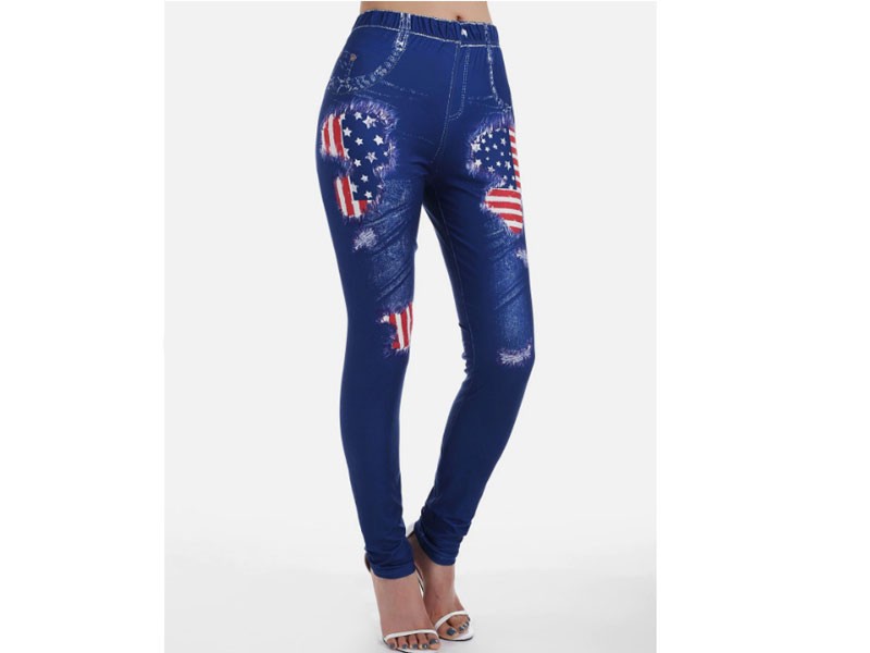 American Flag Printed Skinny 3D Jeggings For Women