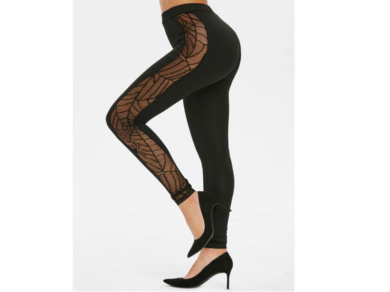 Sheer Spider Web Lace Gothic Skinny Leggings For Women